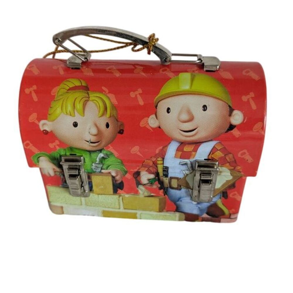 VTG Bob the Builder Mini Tin Lunch Box Construction Collectible Ornament 3"